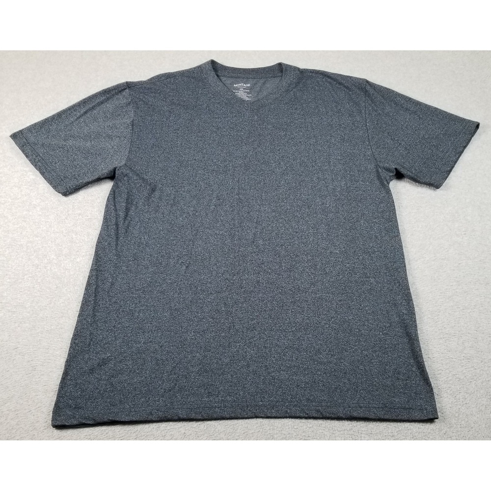 Montage T-Shirt Mens 2XL XXL Gray Heather Short Sleeve Casual Basic Tee V Neck